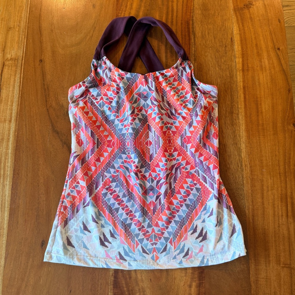Prana Women's Purple/Orange Geometric Sports Tank Size M